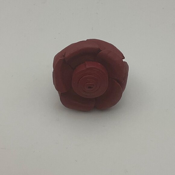 New Artisan Handmade Handcrafted Leather Red Flower Rose Ring Adjustable - Picture 7 of 13